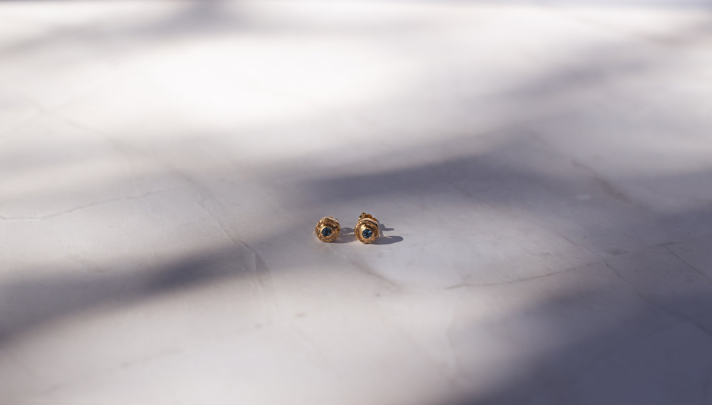 Teal Montana Sapphire Bezel Earrings