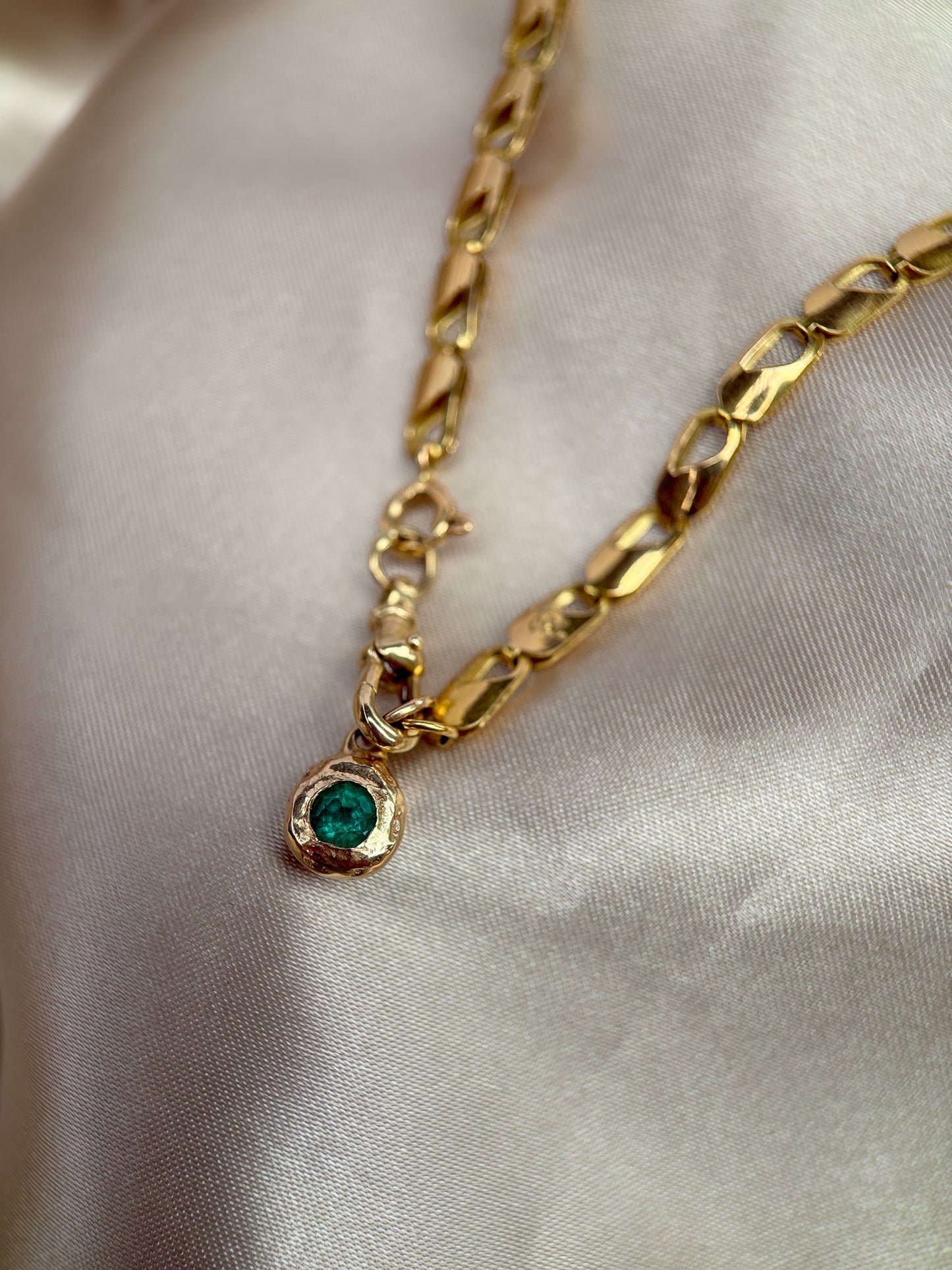 Emerald Pebble Charm