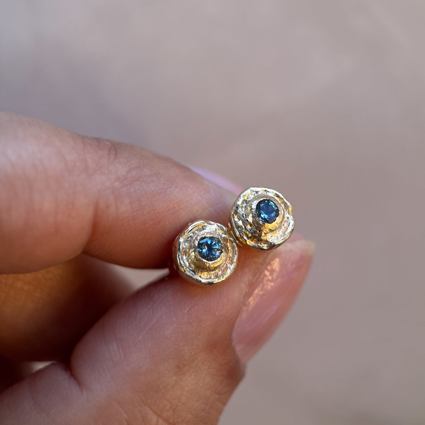 Teal Montana Sapphire Bezel Earrings