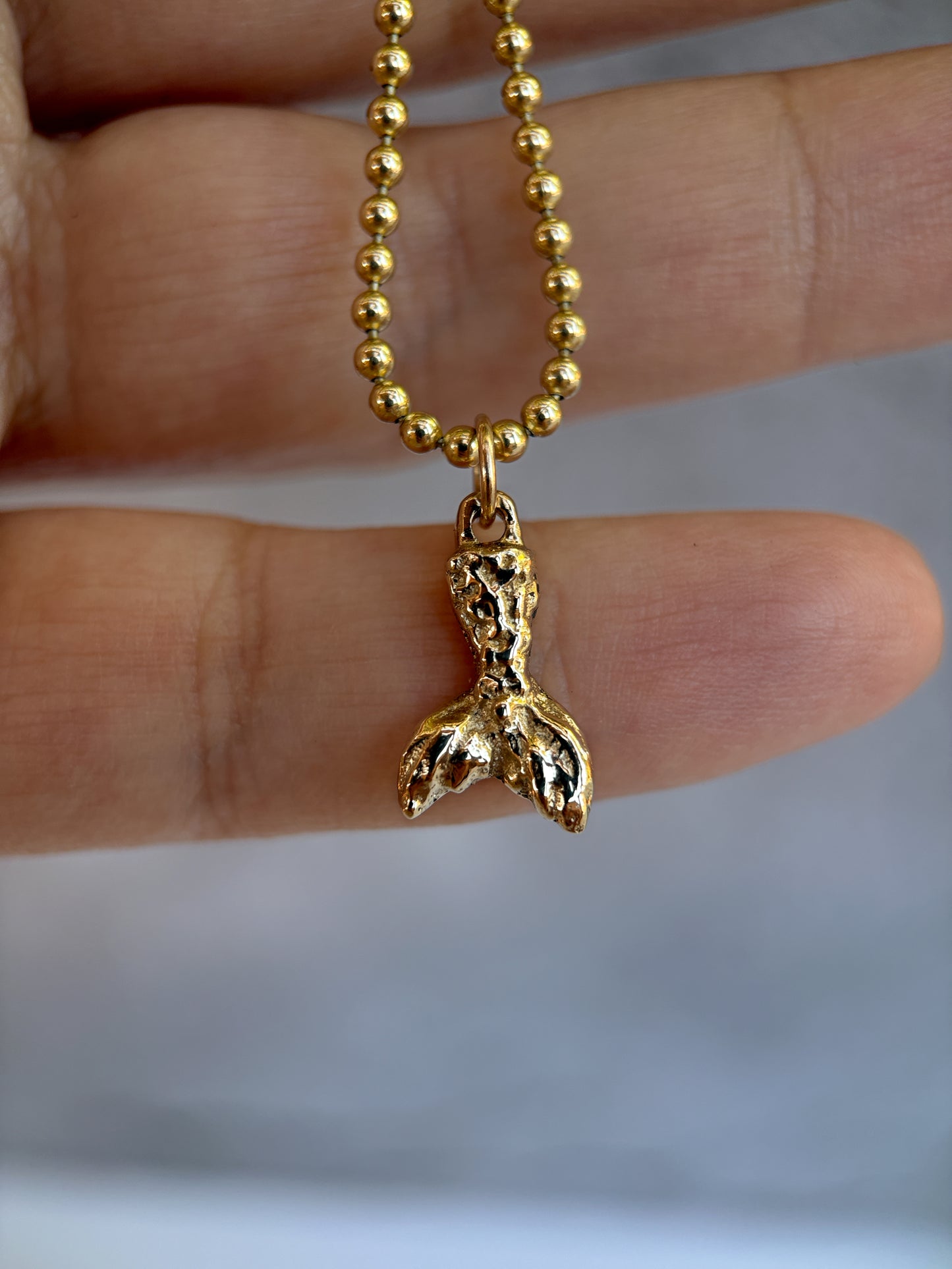 solid gold mermaid tail charm