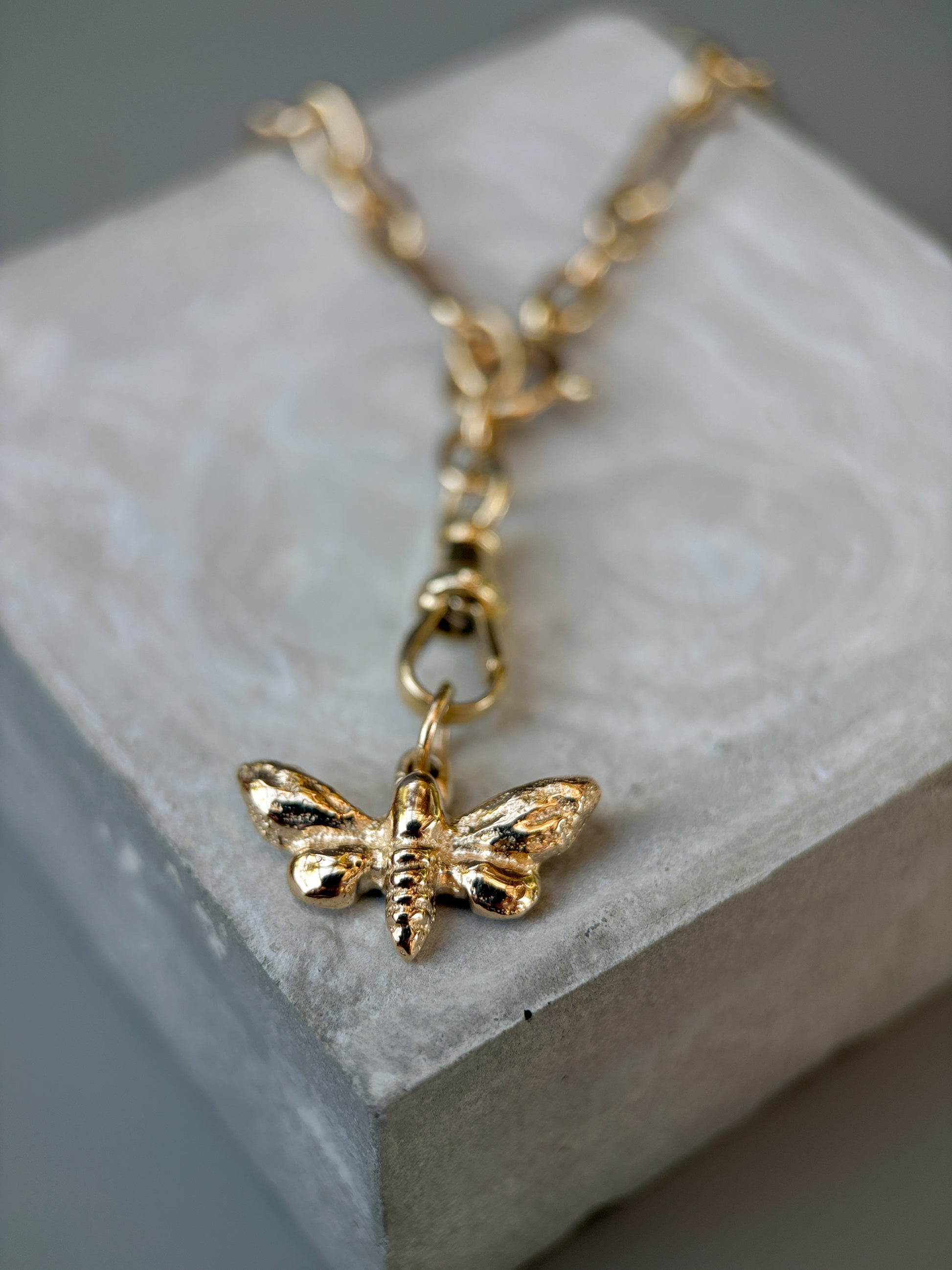 solid yellow gold sphinx moth charm ancient relic
