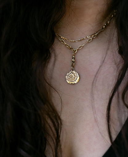 solid gold pendant moon with sun