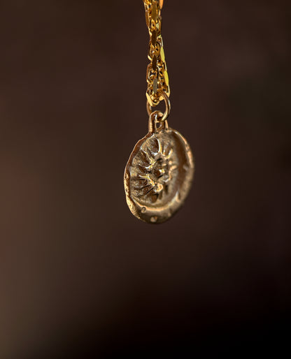 solid yellow gold pendant with moon and sun design ancient relic